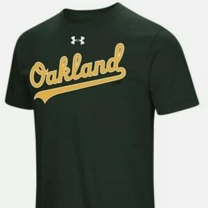 Men's Oakland Athletics Under Armour Green Passion Road Team Font T-Shirt Sz 5XL